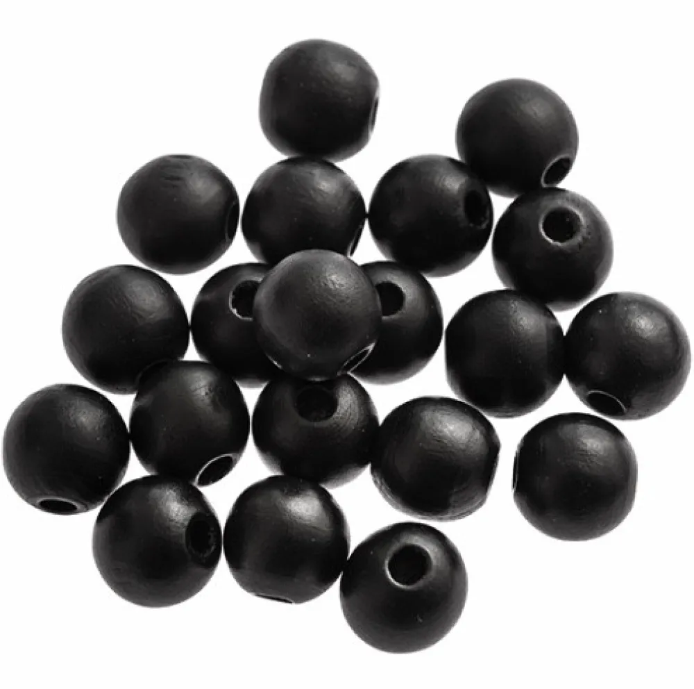 dpCraft Koraliki drewniane - - czarne, matowe, 16 mm, 20 szt.