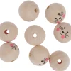 dpCraft Koraliki drewniane kulki, Kocie buźki - - naturalne, 3 cm, 8 szt.
