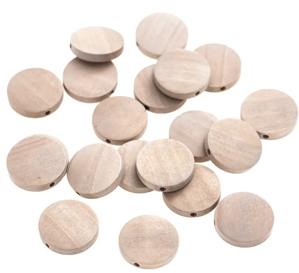 dpCraft Koraliki drewniane monety - - naturalne, 2 cm, 20 szt.