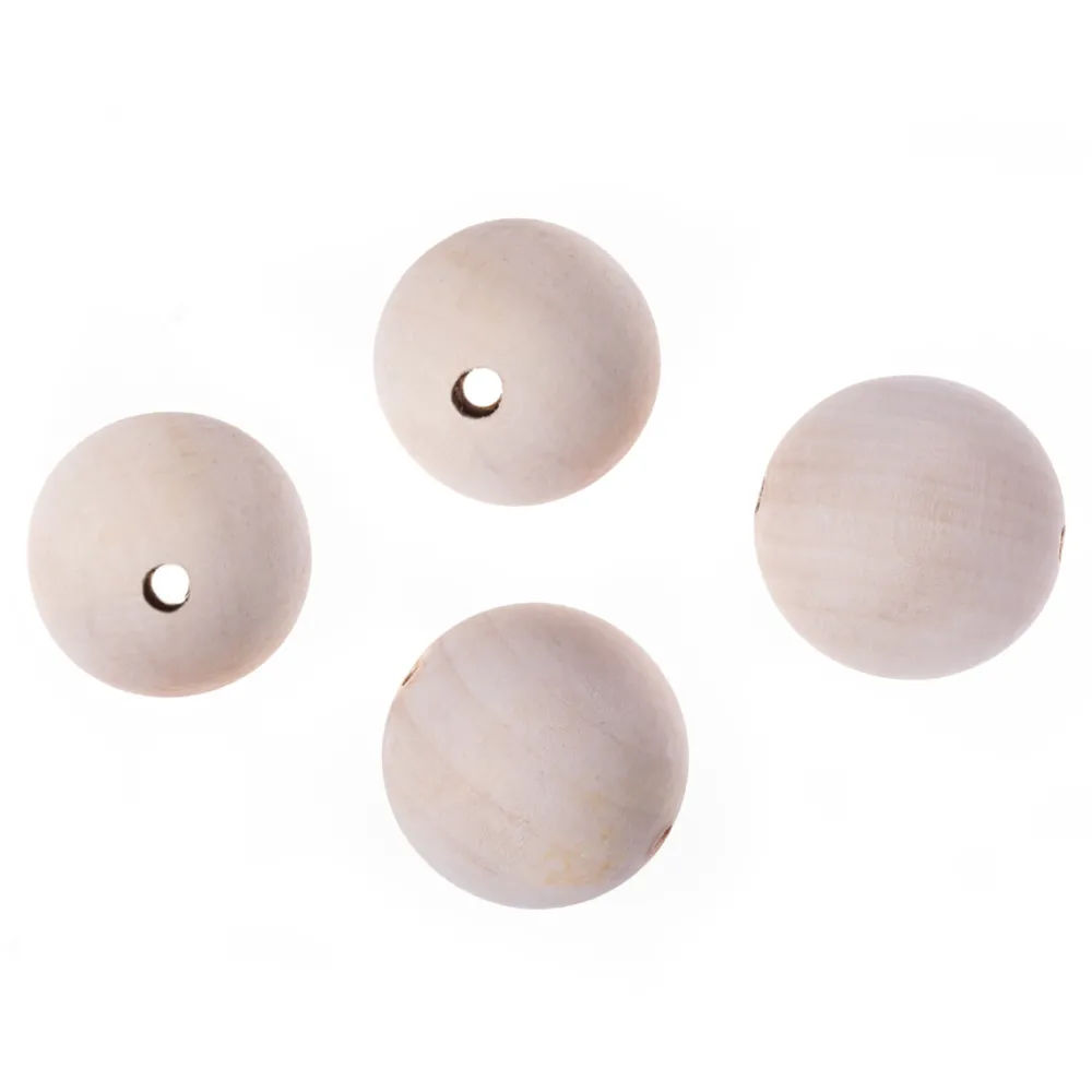 dpCraft Koraliki, kulki drewniane - - naturalne, 4 cm, 4 szt.