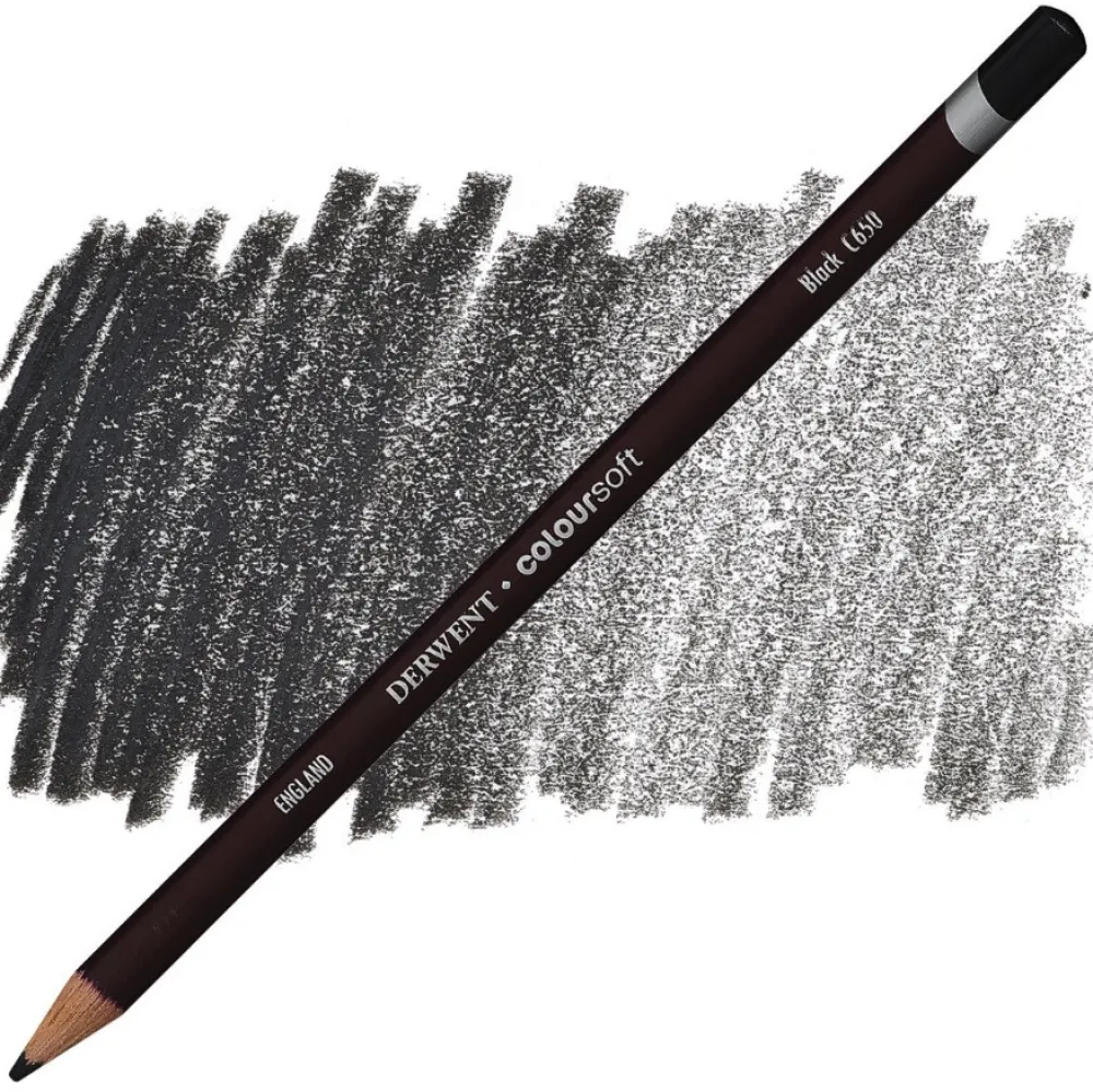 Derwent Kredka Coloursoft - - C650, Black > Kredki
