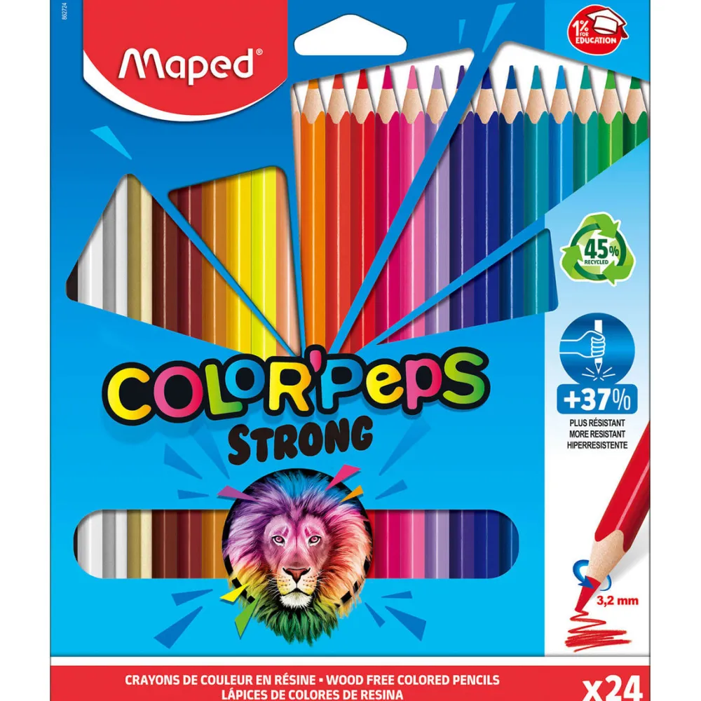 Maped Kredki trójkątne Color' Peps Strong dla dzieci - - 12 kolorów > Dzieci Kredki Dla Dzieci