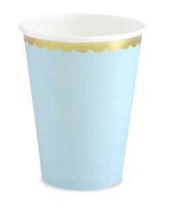 PartyDeco Kubeczki papierowe - niebiesko-złote, 220 ml, 6 szt. ><noscript><img width=