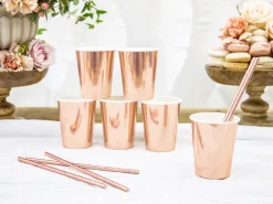 PartyDeco Kubeczki papierowe - różowe złoto, 220 ml, 6 szt. > Kubeczki Papierowe