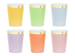 PartyDeco Kubeczki papierowe ze złotymi brzegami - 220 ml, 6 szt. > Kubeczki Papierowe