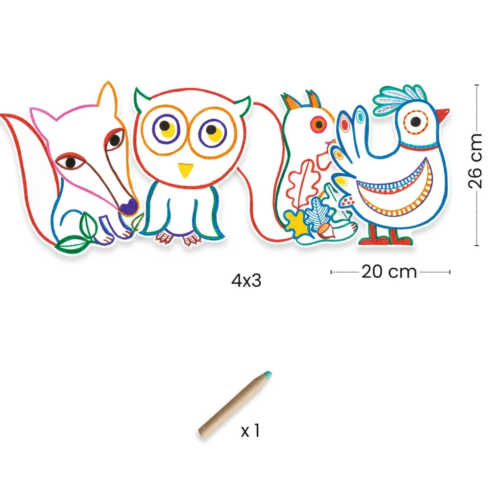 Djeco Magiczne kolorowanki Leśne Zwierzątka - - 12 szt.