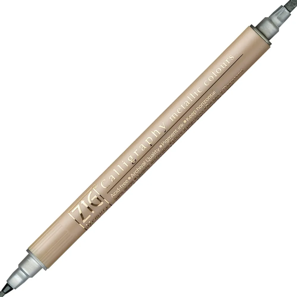 Kuretake Marker do kaligrafii ZIG Calligraphy Metallic - - dwustronny, srebrny > Pisaki Kaligraficzne