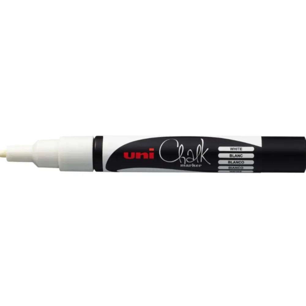 Uni Marker kredowy do tablic PWE-3MS - - biały 0,9 - 1,3 mm