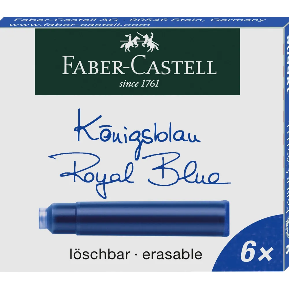Faber-Castell Naboje atramentowe - - niebieskie, krótkie, 6 szt. > Naboje Atramentowe