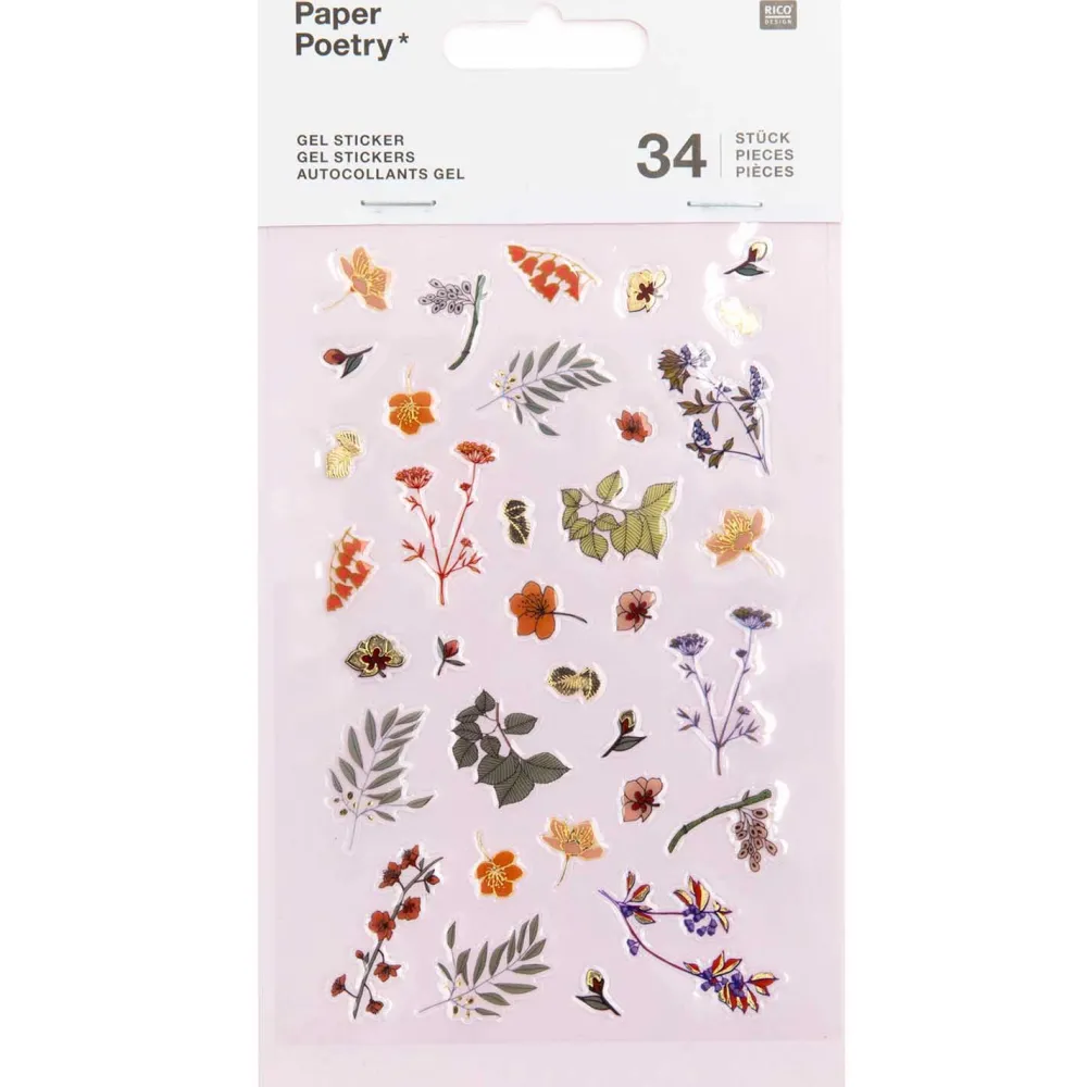 Rico Design Naklejki żelowe Funny Fall - Paper Poetry - Kwiaty, 34 szt. > Naklejki