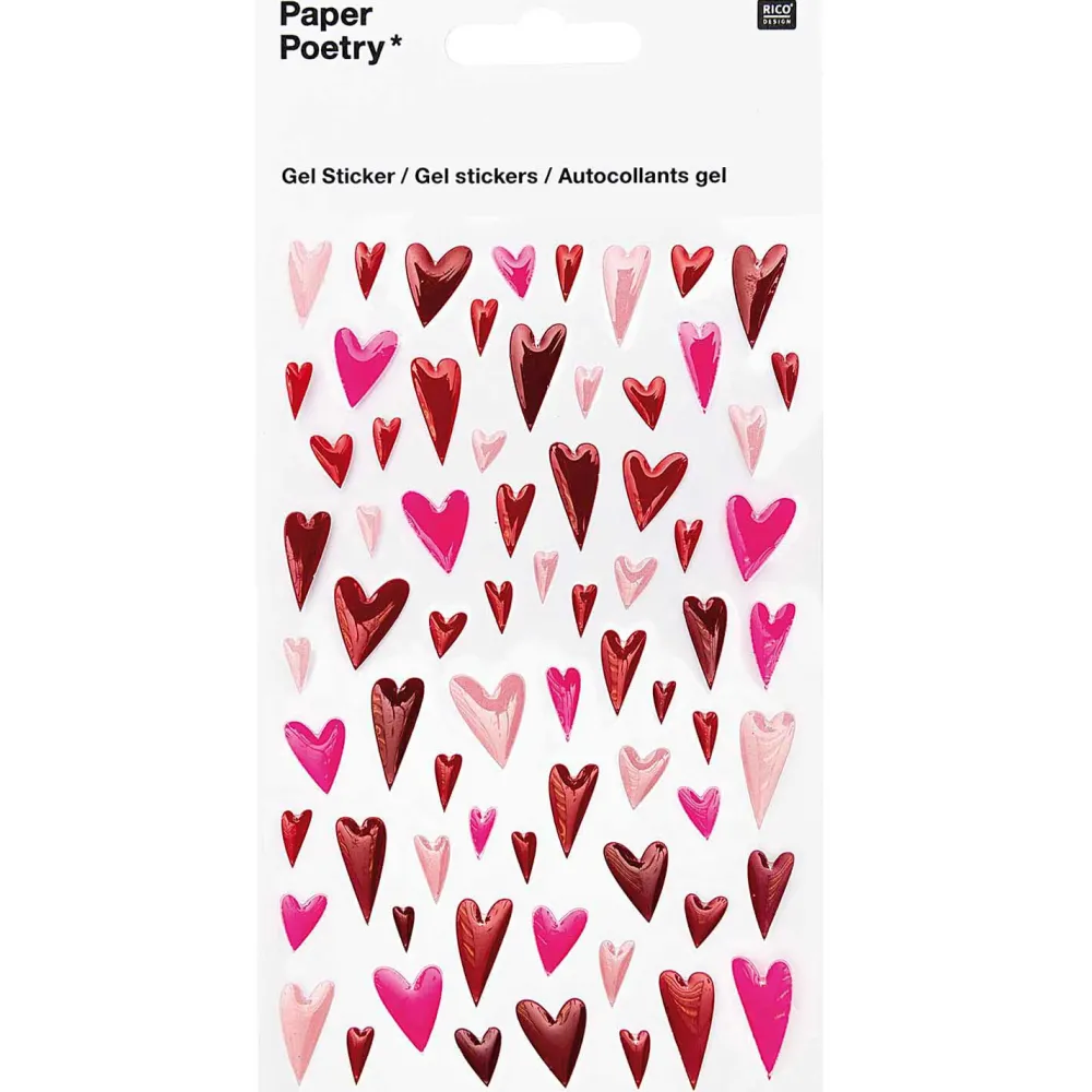 Rico Design Naklejki żelowe Serca - Paper Poetry - 9,5 x 19 cm > Naklejki