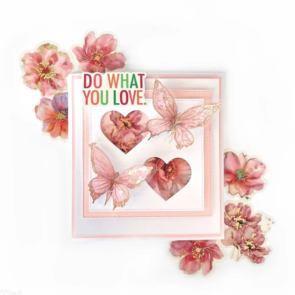 dpCraft Naklejki foliowe połyskujące Motyle - - Crystal Pink 20 szt.