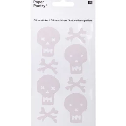 Rico Design Naklejki halloweenowe z brokatem - Paper Poetry - Czaszki, 8 szt.