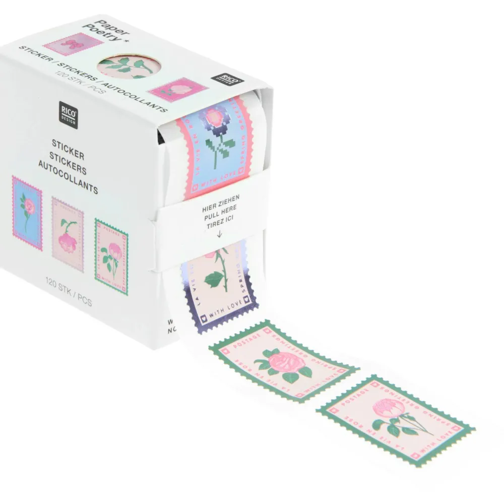 Rico Design Naklejki na rolce La Vie en Rose Stamps - Paper Poetry - 120 szt. > Naklejki