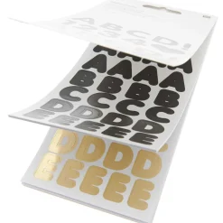 Rico Design Naklejki papierowe, Alfabet - Paper Poetry - Black & Gold, 16 arkuszy