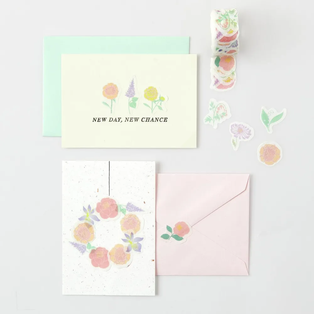 Rico Design Naklejki washi Flowers Pastel - Paper Poetry - 200 szt.