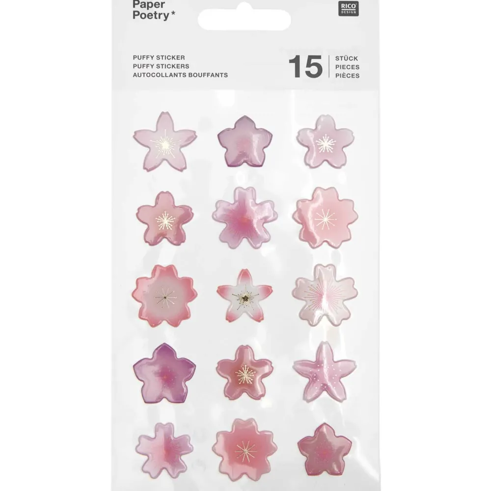 Rico Design Naklejki wypukłe Kwiat Wiśni - - 15 szt.