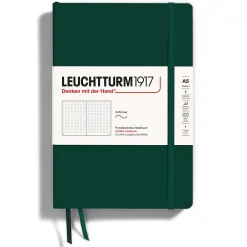 Leuchtturm1917 Notatnik A5 - - w kropki, miękka okładka, Forest Green, 80 g/m2