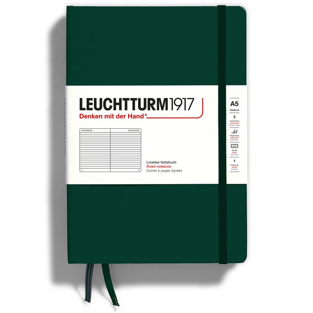 Leuchtturm1917 Notatnik A5 - - w linie, twarda okładka, Forest Green, 80 g/m2 > Notatniki W Linie