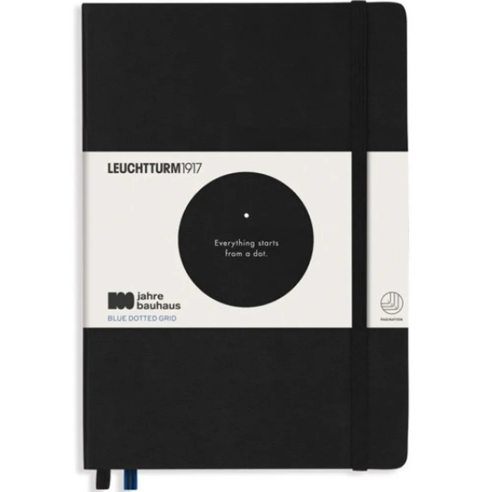 Leuchtturm1917 Notatnik Bauhaus - - Black, w kropki, twarda okładka, A5