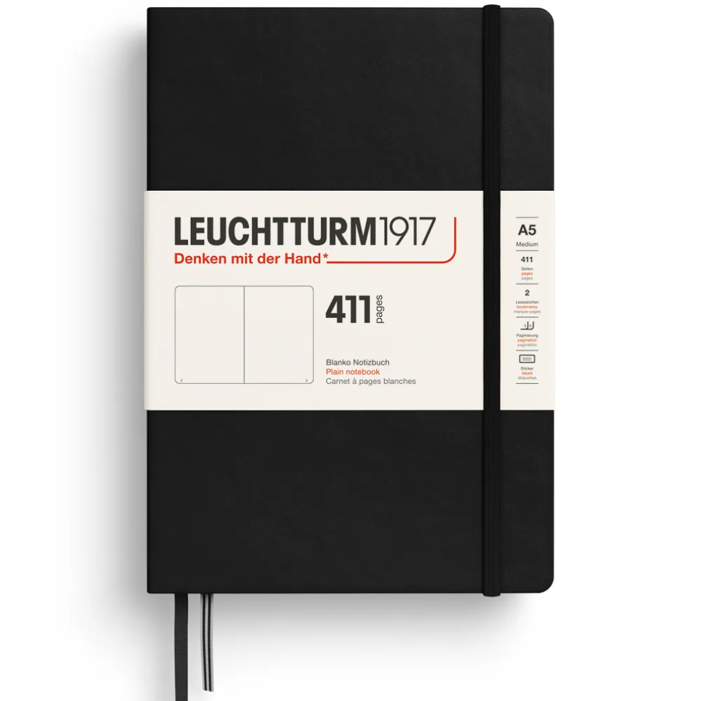Leuchtturm1917 Notatnik 411 gładki A5 - - Black, twarda okładka > Notatniki Gładkie
