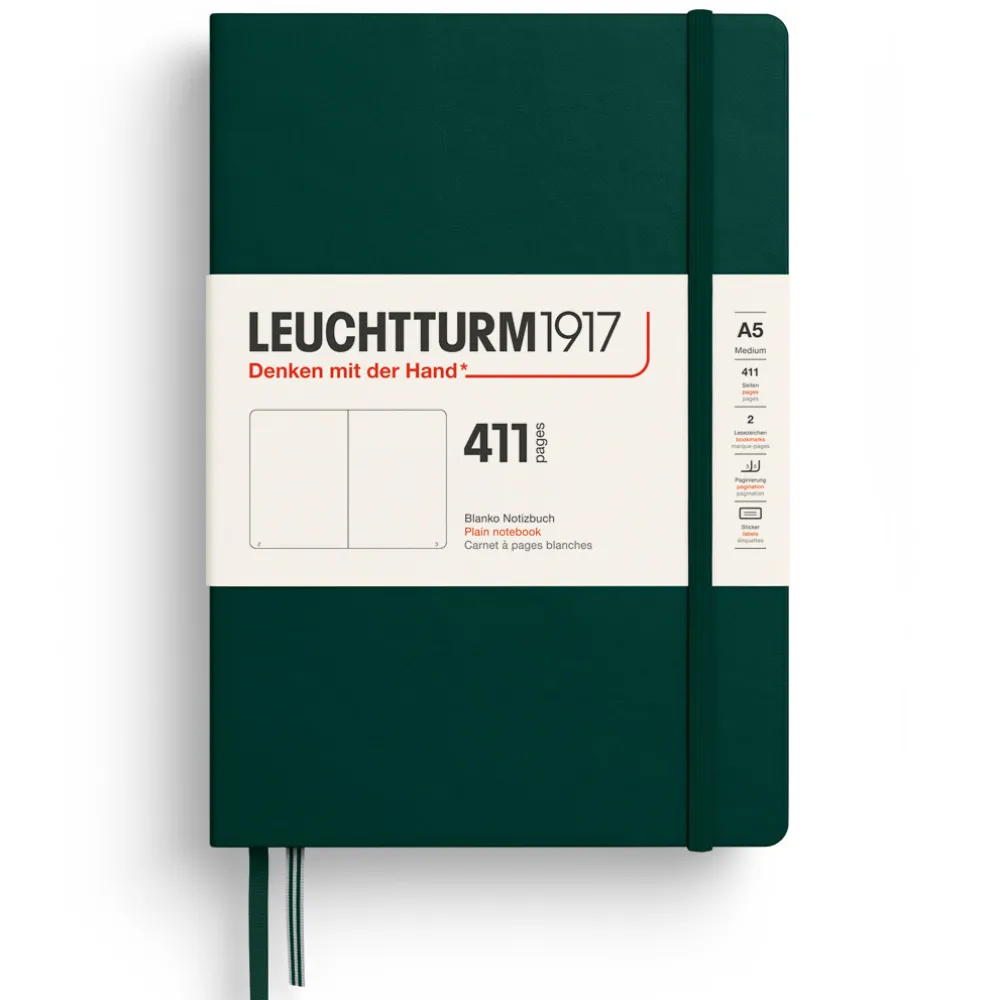 Leuchtturm1917 Notatnik 411 gładki A5 - - Forest Green, twarda okładka
