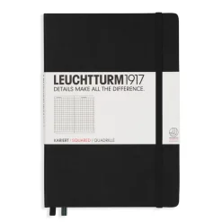 Leuchtturm1917 Notatnik - - w kratkę, czarny, twarda okładka, A5