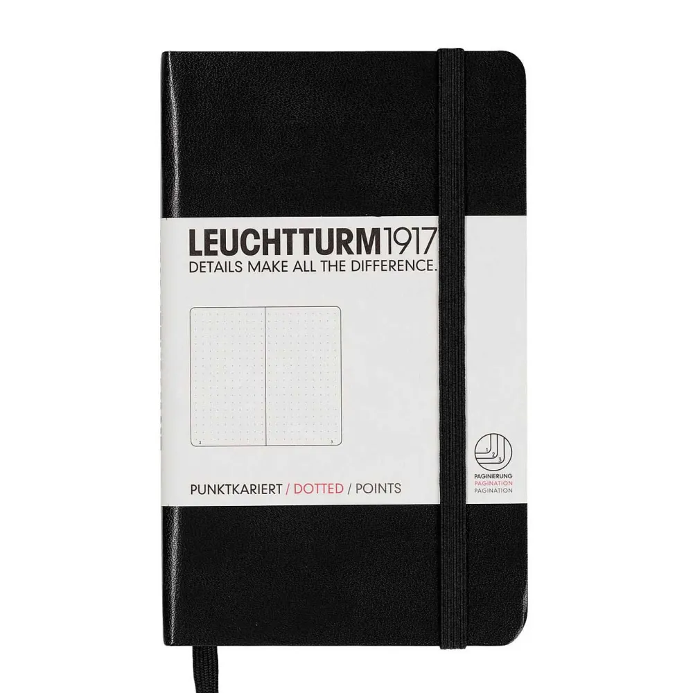 Leuchtturm1917 Notatnik - - w kropki, czarny, twarda okładka, A6