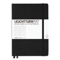 Leuchtturm1917 Notatnik - - w linie, czarny, twarda okładka, A5