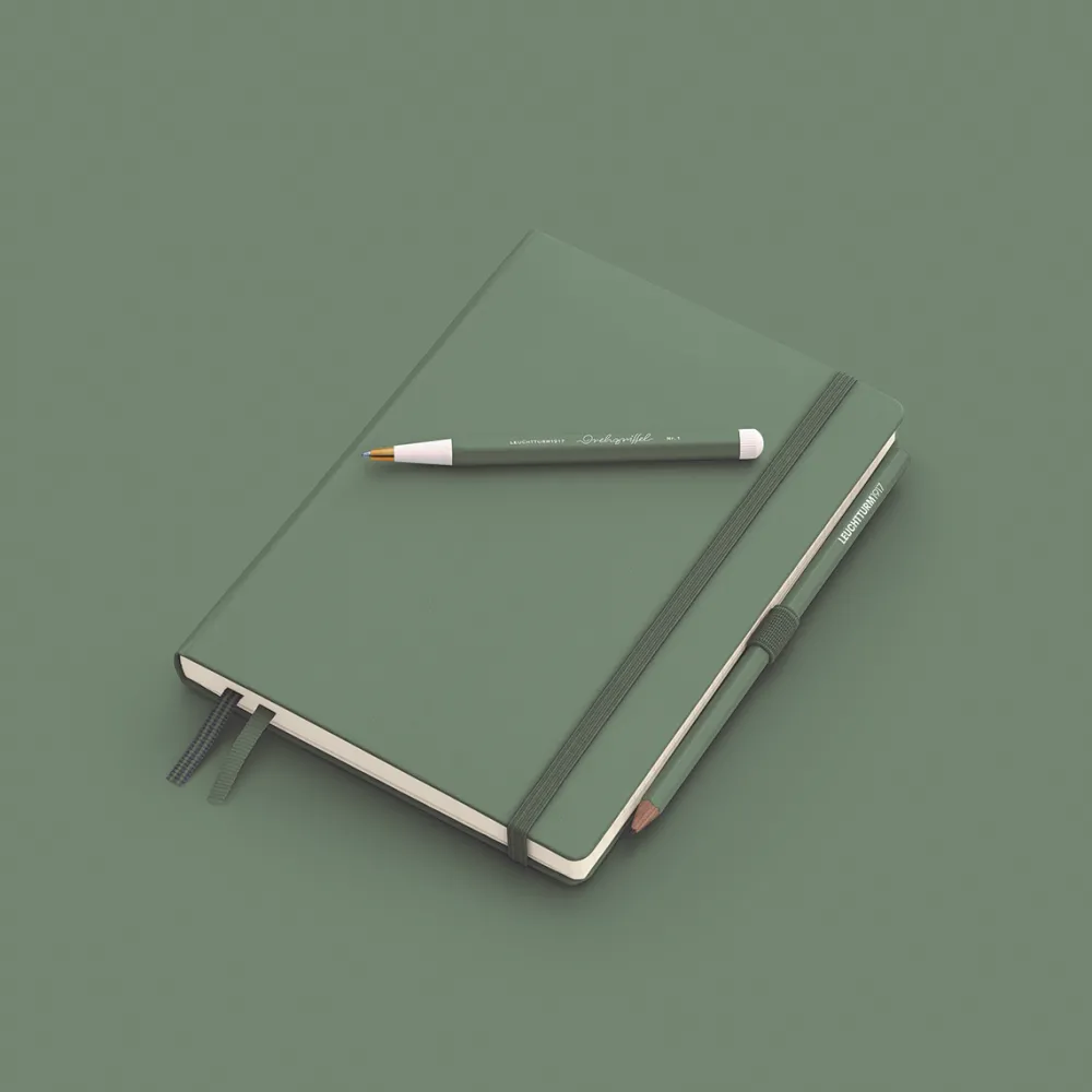Leuchtturm1917 Notatnik Smooth Colours A5 - - w kropki, twarda okładka, Olive, 80 g/m2