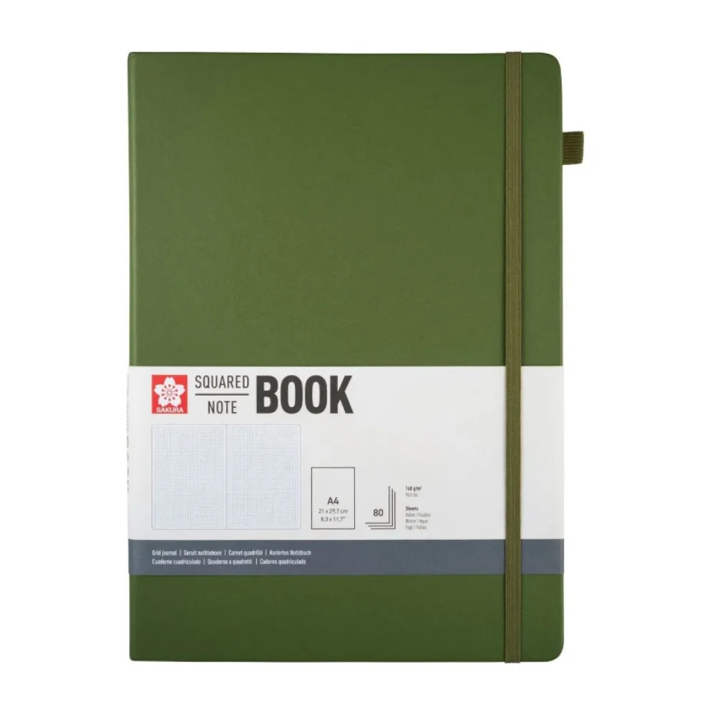 Sakura Notatnik w kratkę A4 - - Pine Needle, twarda okładka, 140 g/m2