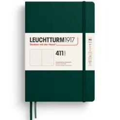 Leuchtturm1917 Notatnik 411 w kropki A5 - - Forest Green, twarda okładka
