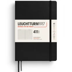 Leuchtturm1917 Notatnik w linie 411 A5 - - Black twarda okładka