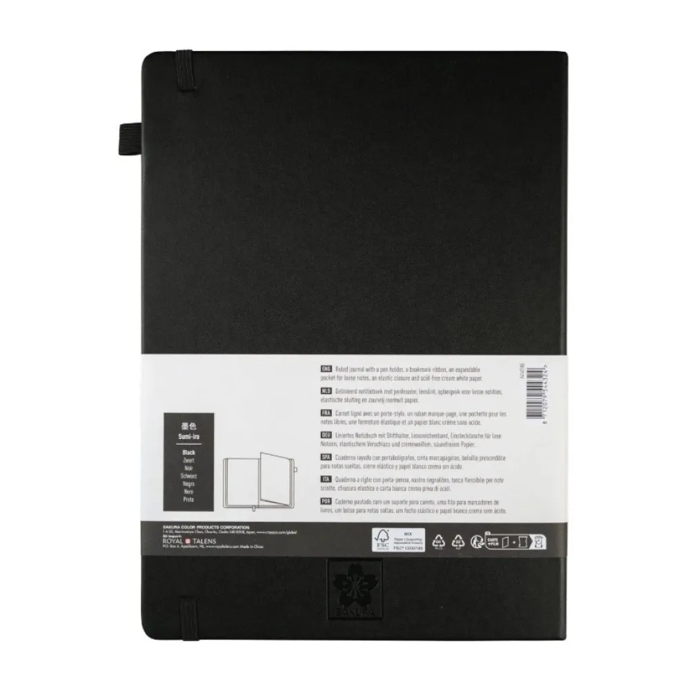 Sakura Notatnik w linie A4 - - Black, twarda okładka, 140 g/m2 > Notatniki W Linie