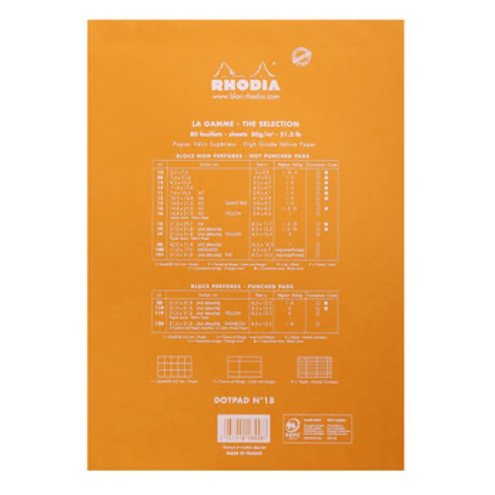 Rhodia Notes dotPad - - w kropki, pomarańczowy, A4, 80 g, 80 ark.