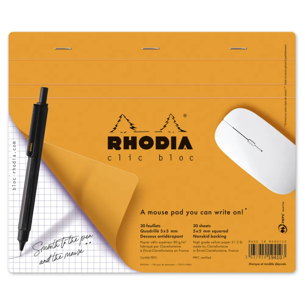 Rhodia Notes, podkładka pod myszkę - - w kratkę, 19 x 23 cm, 80 g, 30 ark. > Notatniki W Kratkę