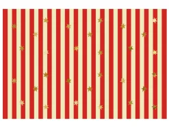 Obrus papierowy Duże pasy z gwiazdkami - czerwony, 180 x 120 cm