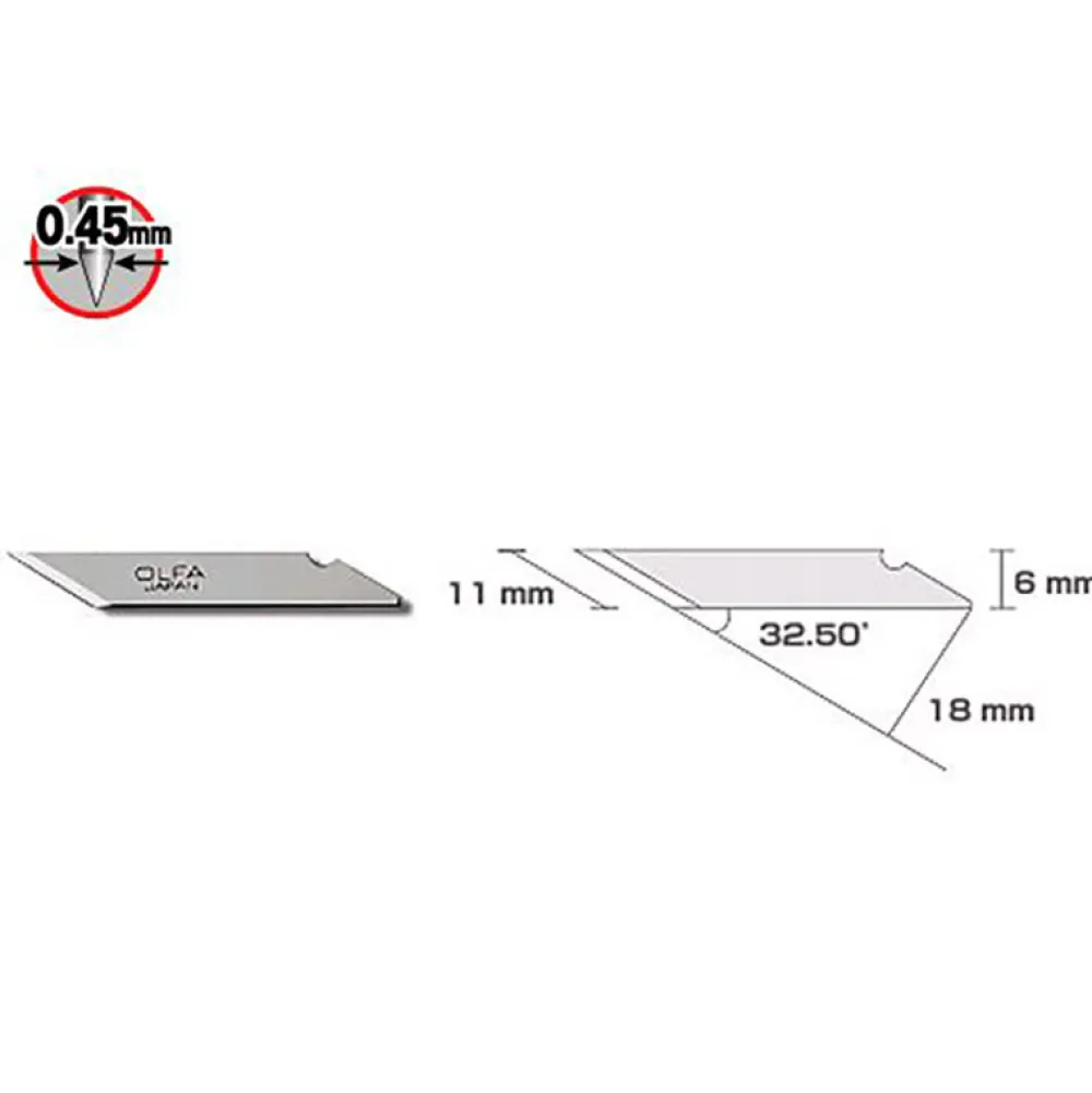 Olfa Ostrza KB do skalpela AK-1 i AK-4 - - 6 mm, 25 szt.