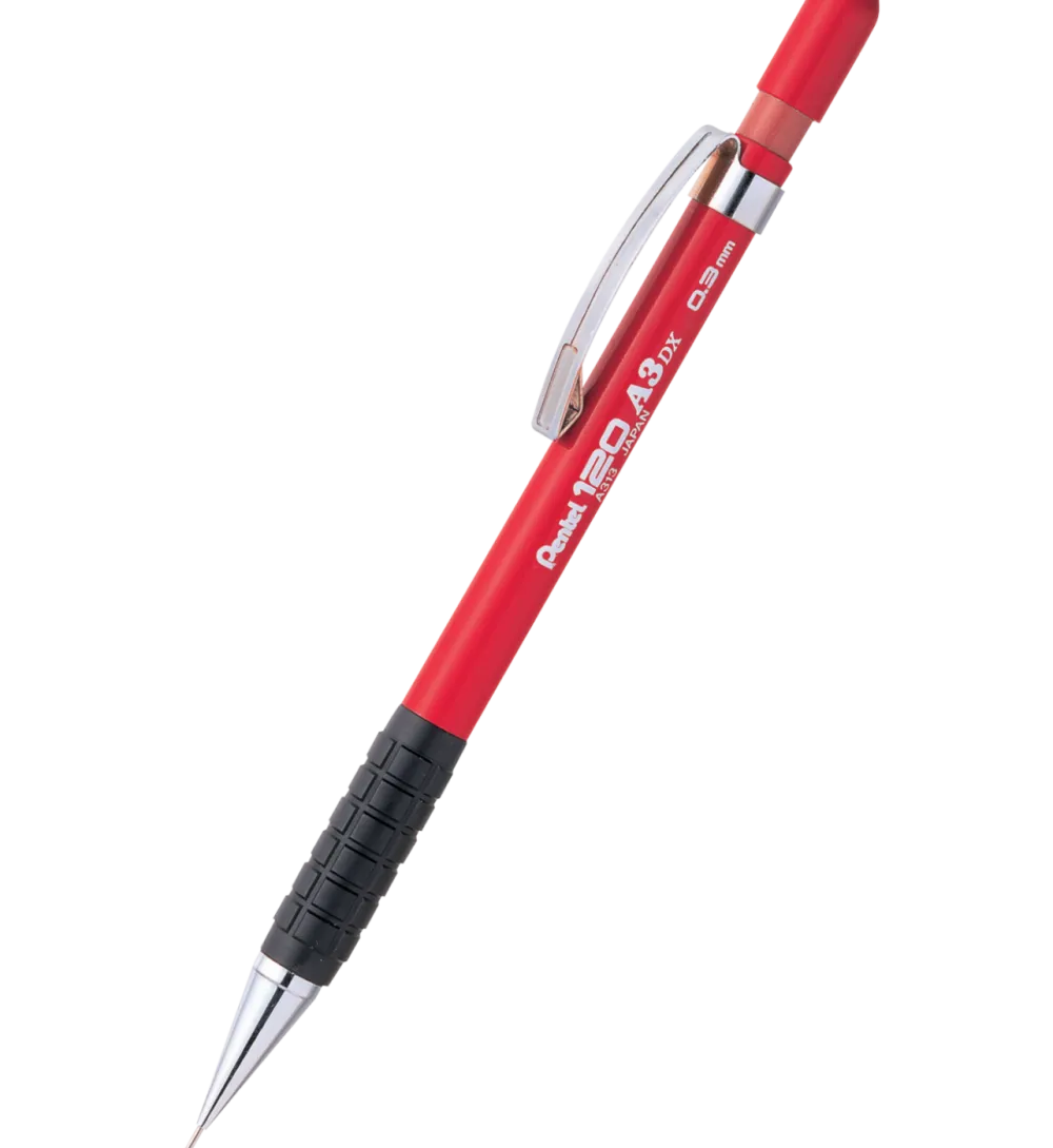 Pentel Ołówek automatyczny 120 A3 DX - - czerwony, 0,3 mm