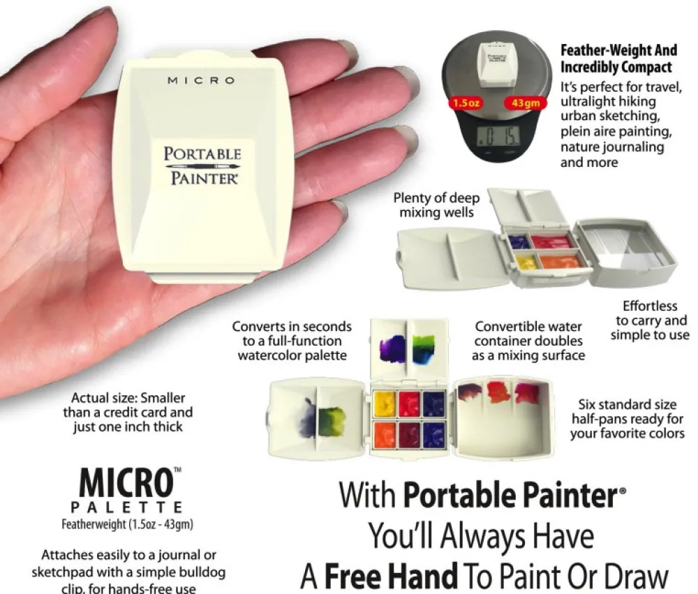 Portable Painter Paletka podróżna Micro na akwarele - - 6 półkostek > Paletki Malarskie