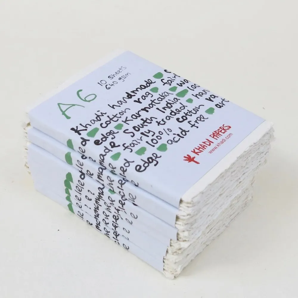Khadi Papers Papier czerpany 100% bawełny 640 g - - White A6 10 ark.