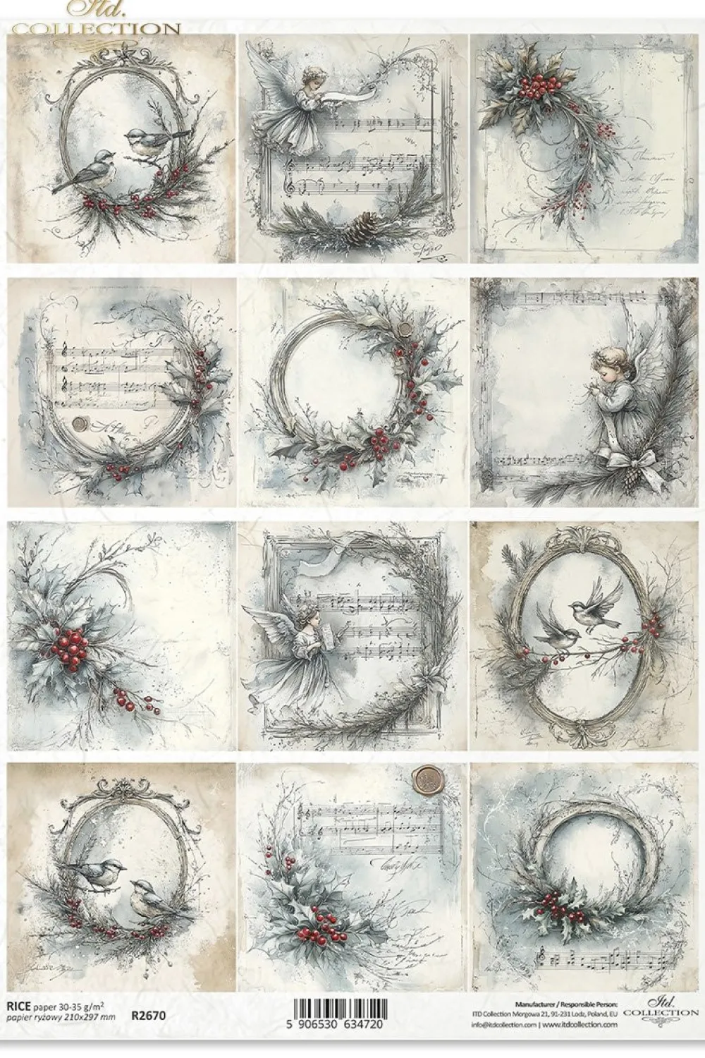 ITD Collection Papier do decoupage A4 - - ryżowy R2670