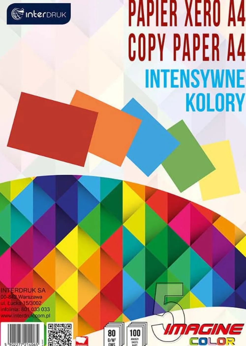Interdruk Papier do drukarki, ksero A4 - - intensywne kolory, 80 g, 100 ark.