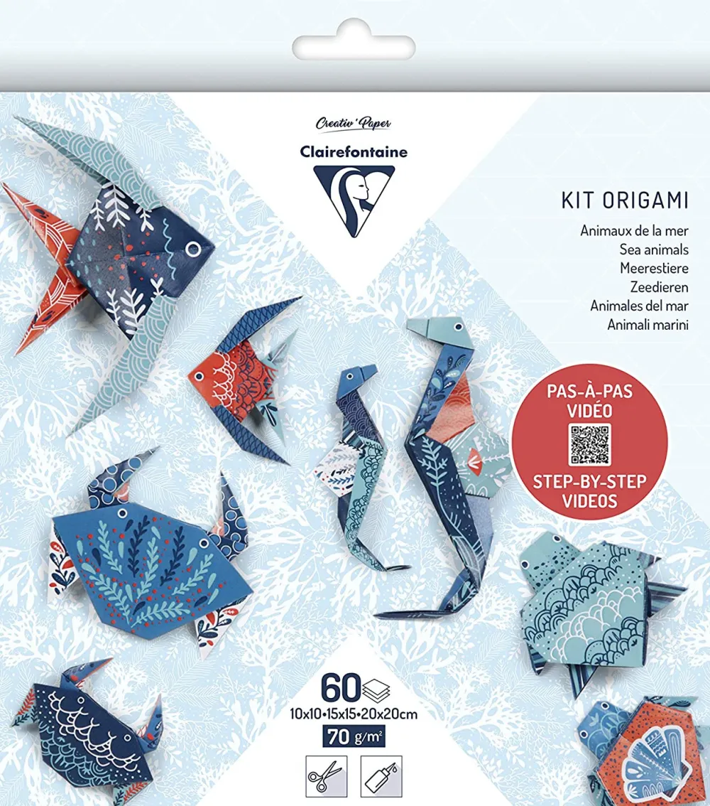 Clairefontaine Papier do origami, Sea Animals - - 70 g, 60 ark.
