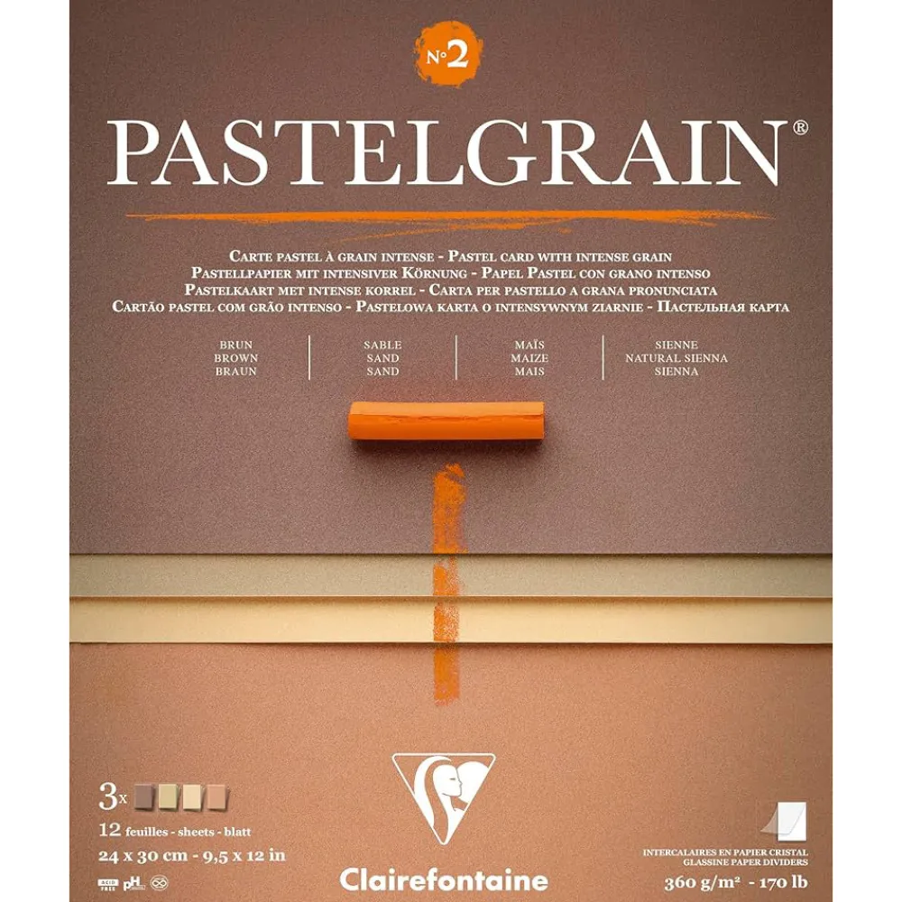 Clairefontaine Papier do pasteli suchych PastelGrain No.2 - - 24 x 30 cm 360 g 12 ark.