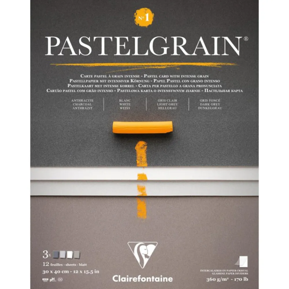Clairefontaine Papier do pasteli suchych PastelGrain No.1 - - 24 x 30 cm 360 g 12 ark. > Papier Do Pasteli