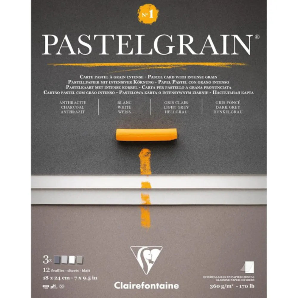 Clairefontaine Papier do pasteli suchych PastelGrain No.1 - - 18 x 24 cm 360 g 12 ark.