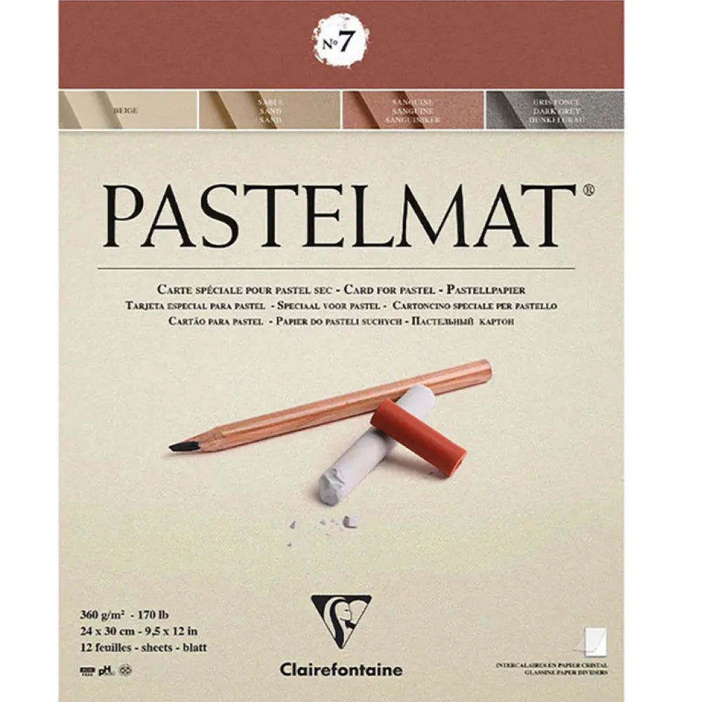 Clairefontaine Papier do pasteli suchych Pastelmat No. 7 - - 24 x 30 cm 360 g 12 ark. > Papier Do Pasteli