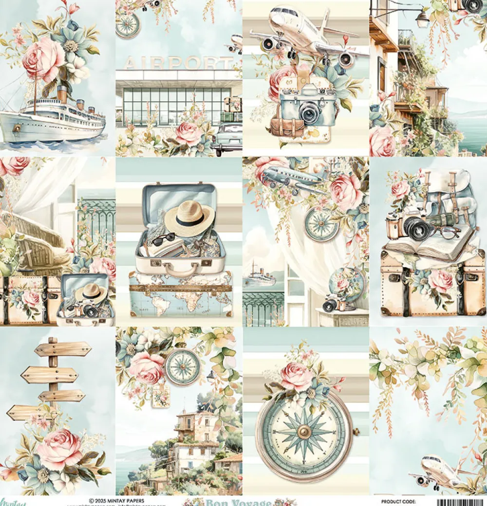 Mintay by Karola Papier do scrapbookingu 30,5 x 30,5 cm - Mintay - Bon Voyage 06
