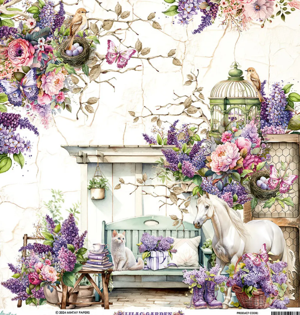 Mintay by Karola Papier do scrapbookingu 30,5 x 30,5 cm - Mintay - Lilac Garden 01